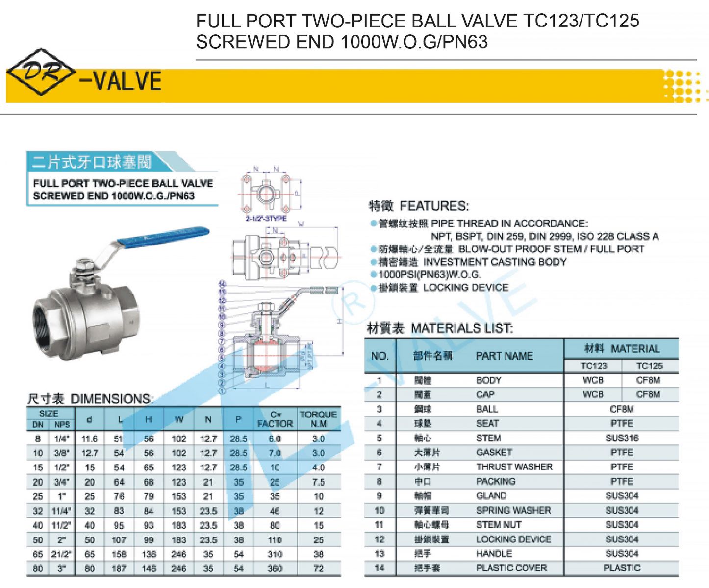 Ball valve 2PC SS304 12 09 2022